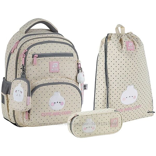 Шкільний набір 4в1 Kite Molang рюкзакпеналсумкагаманець SETML25-773M