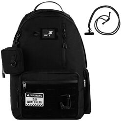 New. Рюкзак чорний Kite Education teens K25-949L-1 зріст від 145см