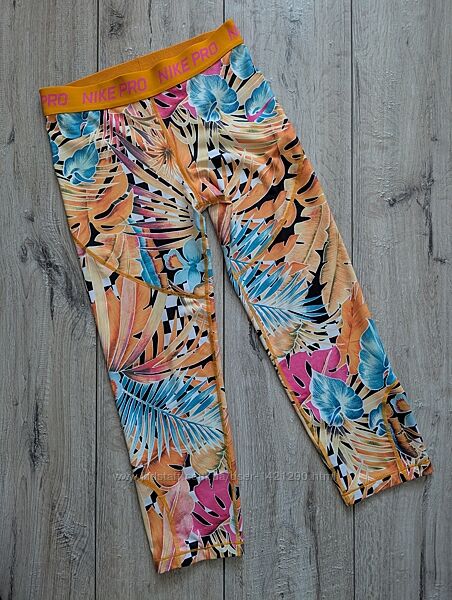 Леггинсы-капри подростковые б/у Найк Nike  Pro Allover Print XL 13-15 лет