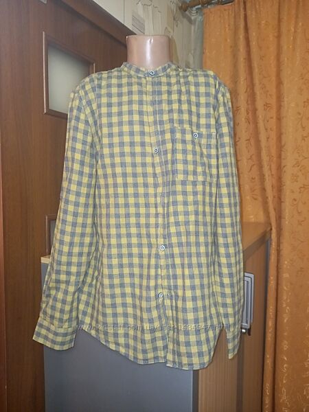 Рубашка в клетку с длиным рукавом на парня 13-14 лет, рост 164 см