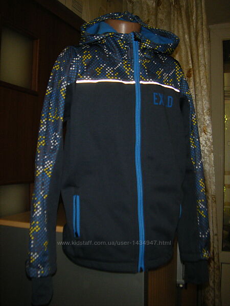 Комфортная ветровка-флиска на парня 8-9 лет, рост 134-140 см