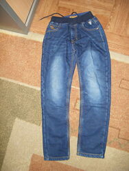 Джинсы утепленные на резинке, на парня 11-12 лет, рост 146 см
