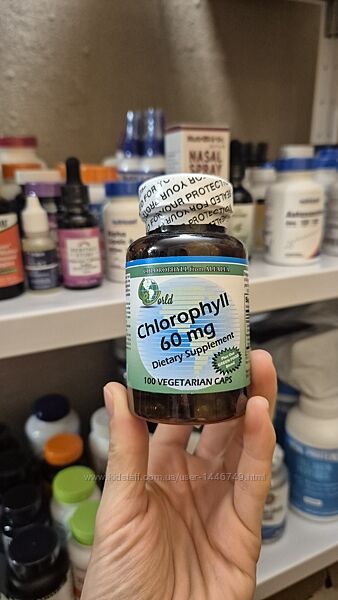 World Organic, хлорофіл, 60 мг, 100 вегетаріанських капсул