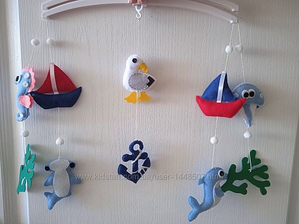 Мобиль на кроватку, мобиль из фетра, подвеска