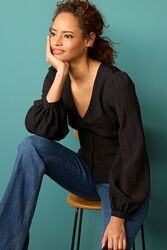 Стильна чорна блуза Next з довгими рукавами, XL