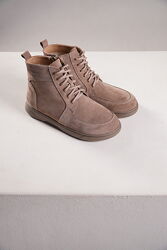 Черевики ботинки замша зима світлі бежеві жіночі хутро 7079-09