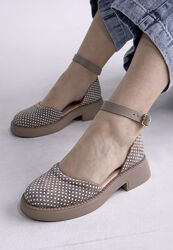 Босоніжки закриті замша в горошок замшеві v7-001-11gor