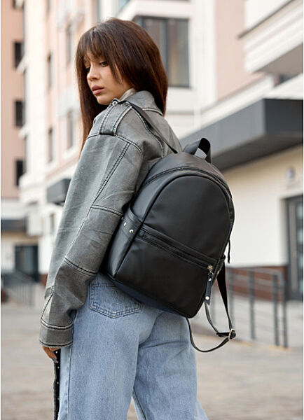 Жіночий рюкзак шкіра еко LHe чорний