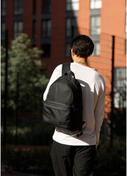 Мужской рюкзак чорний тканевий