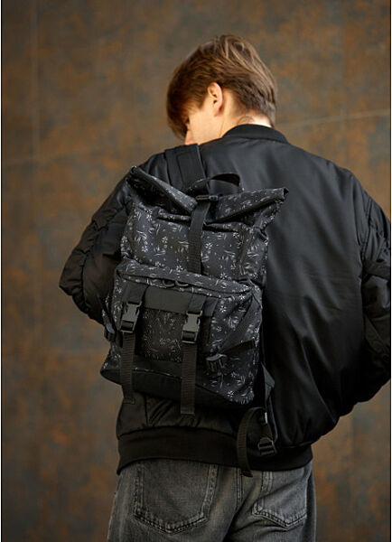 Рюкзак рол чорний принт