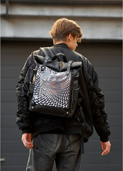 Чоловічий рюкзак Top Hacking чорний принт Illusion