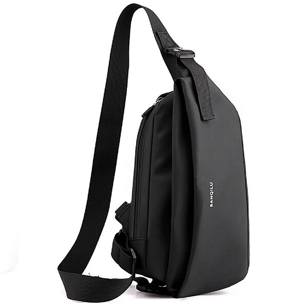 Сумка слінг текстильна чорного кольору 7413A