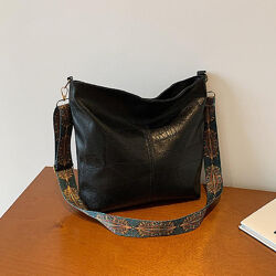 Сумка жіноча з еко-шкіри з тканинним ременем 71-6017A