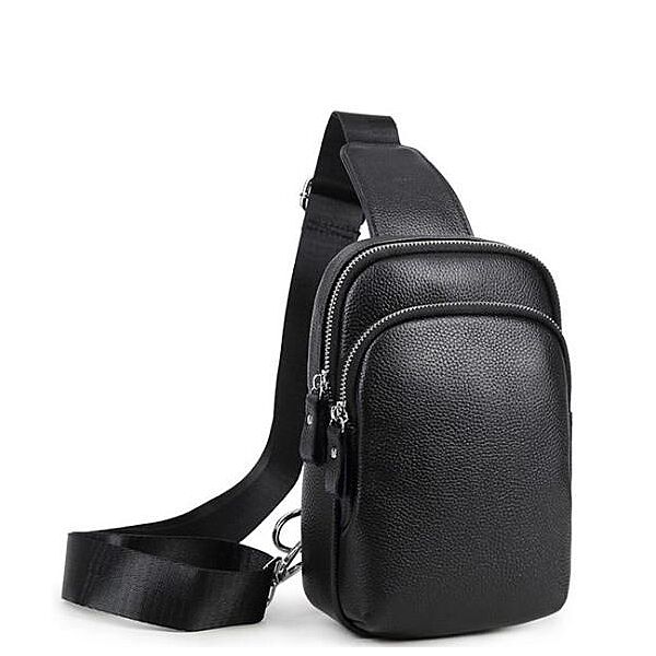 Чоловічий чорний шкіряний слінг на плече 71922A