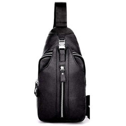 Сумка-слінг чорна шкіряна 75003A