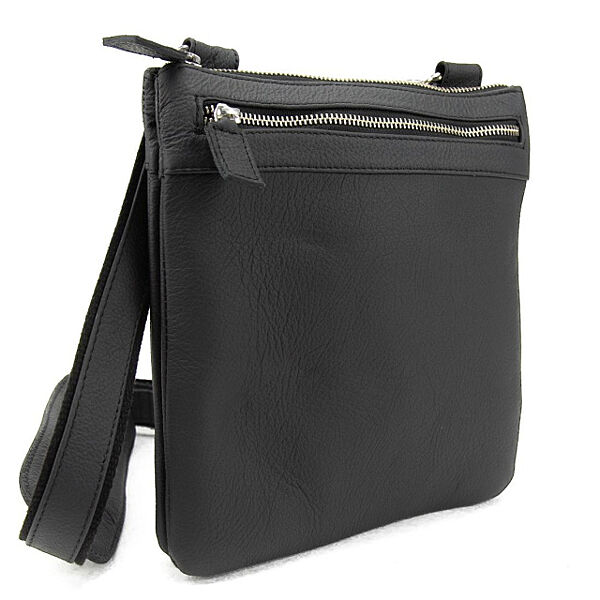 Тонкий месенджер чорний шкіряний 7102A