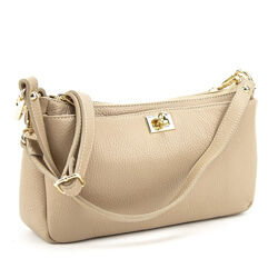 Компактне шкіряне кросбоді колір тауп Італія 79568T