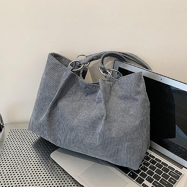 Вельветова сумка жіноча сіра 74-1555G