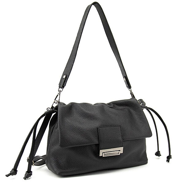 М&acuteяке шкіряне жіноче кросбоді із затяжками 78585A-FL