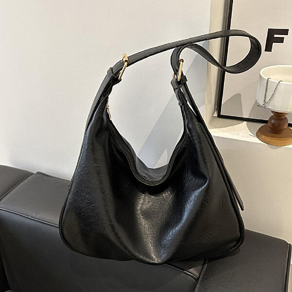 Шоппер великий із еко-шкіри чорний 74-6495A