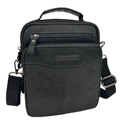 Мессенджер в шкірі нубук чорний 79130-1A