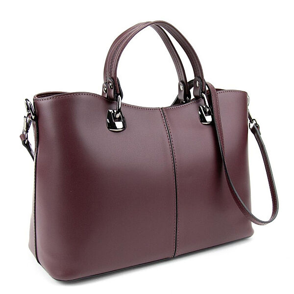 Бордова шкіряна сумка середніх розмірів Італія 77627BO