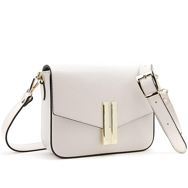 Кросбоді шкіряне з акцентним замком колір молочний Італія 79558WB