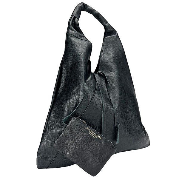 Сумка-шопер чорна велика Італія 77625A