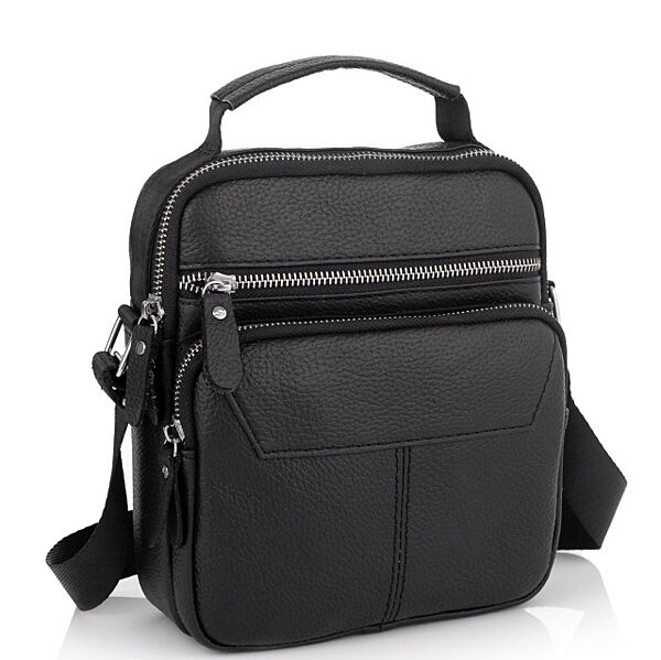 Сумка через плече чорна чоловіча шкіряна 71436A