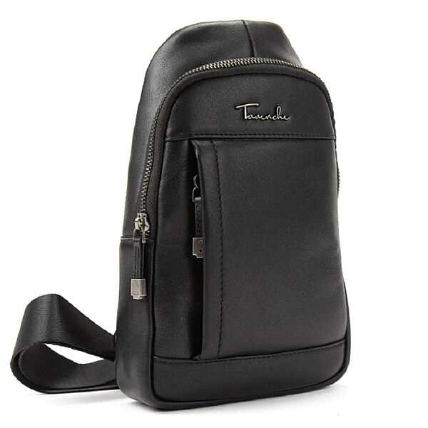 Чоловічий шкіряний чорний слінг на плече 7-827A