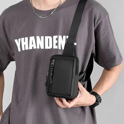 Компактна сумка слінг бананка текстильна чорна 72041A