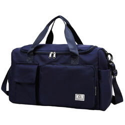 Спортивна сумка з кишенею для взуття текстильна чорна 7269BL