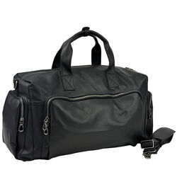 Дорожная спортивна сумка шкіряна чорна 72081A