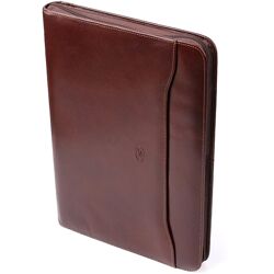 Папка з блокнотом із гладкої натуральної шкіри 7208491 1278L moro Коричнева