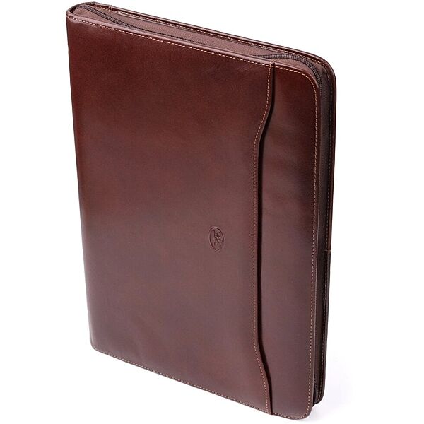 Папка з блокнотом із гладкої натуральної шкіри 7208491 1278L moro Коричнева