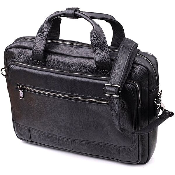 Місткий портфель для чоловіків з натуральної шкіри723043 Чорний