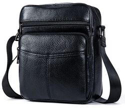 Сумка чоловіча компактна шкіряна714909 Чорна