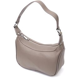 Шкіряна сумка напівкруглого формату з однією ручкою722412 Сіра