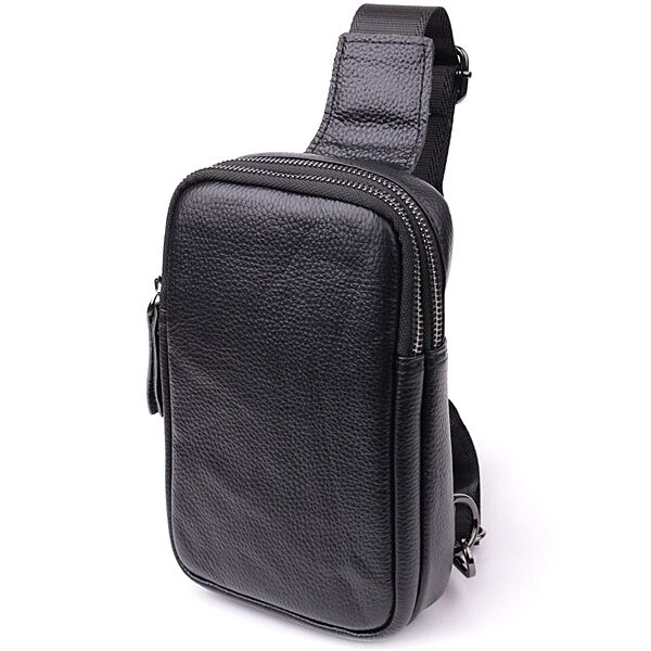 Невелика слінг сумка для чоловіків з натуральної шкіри7sale15105 Чорний