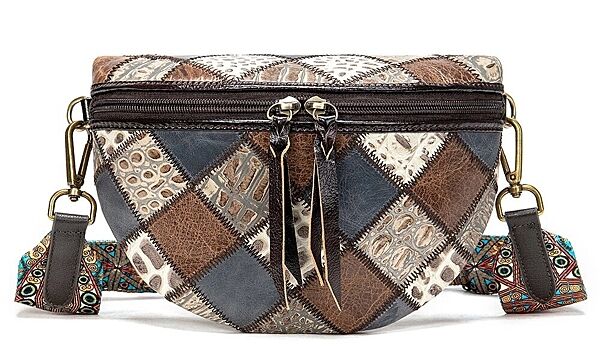 Жіноча поясна шкіряна сумка 720342 Різнокольорова