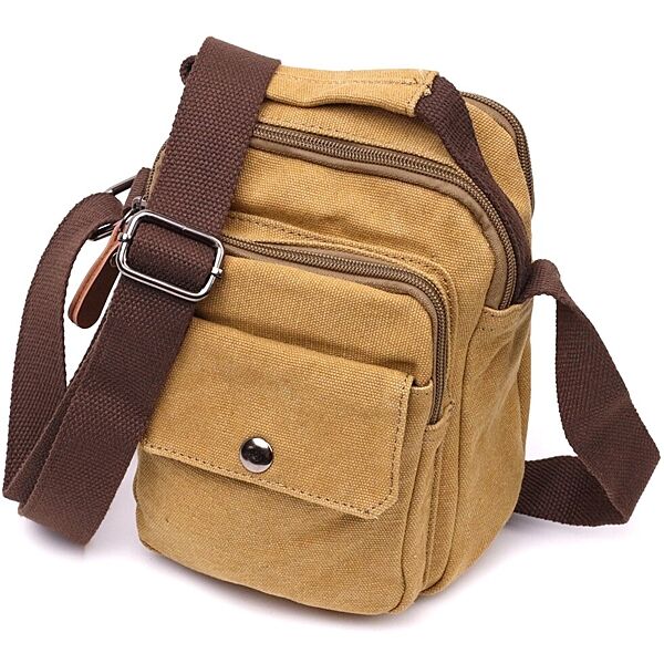 Відмінна невелика чоловіча сумка із щільного текстилю722222 Пісочний