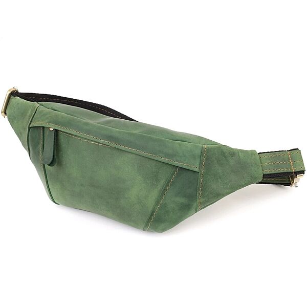 Модна сумка-бананка для чоловіків з натуральної7шкіри 723124 Зелений