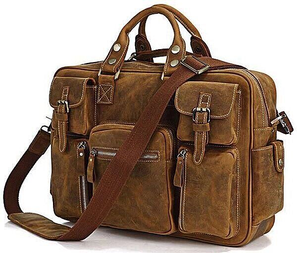 Сумка чоловіча714051 в вінтажному стилі Коричнева