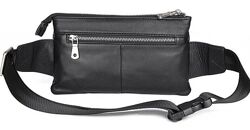 Сумка поясна зерниста шкіряна714976 Чорна