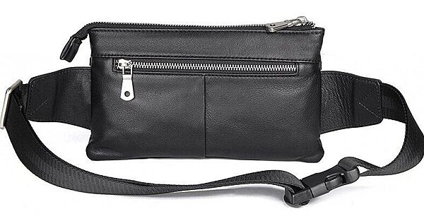 Сумка поясна зерниста шкіряна714976 Чорна