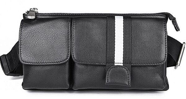 Сумка поясна шкіряна714953 Чорна