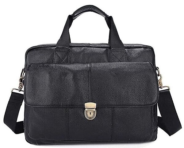 Портфель чоловічий шкіряний з замком714801 Чорний