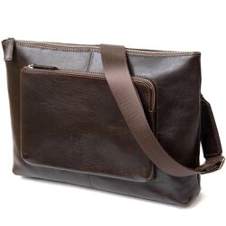 Шкіряна чоловіча прямокутна сумка для ноутбука 711438 Коричневий