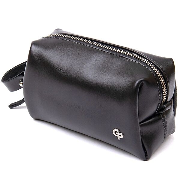 Шкіряна глянсова чоловіча косметичка 711413 Чорний