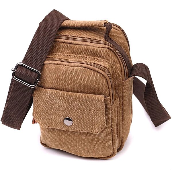 Практична невелика чоловіча сумка із щільного текстилю722220 Коричневий
